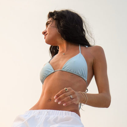 Light Blue Triangle Bikini Top